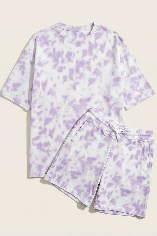 Violet Drip Shorts & Oversized T-Shirt Combo