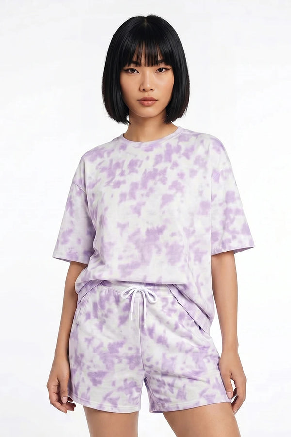 Violet Drip Shorts & Oversized T-Shirt Combo