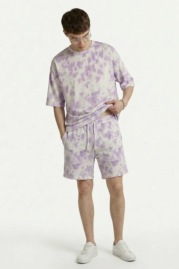 Violet Drip Shorts & Oversized T-Shirt Combo